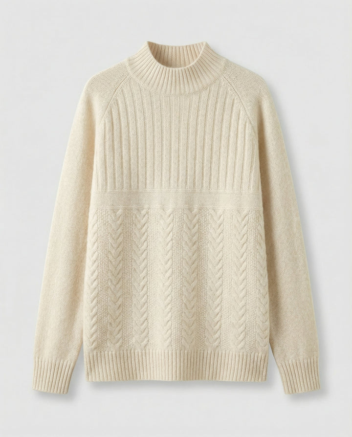 Ribbed Women's Sweater High Collar
