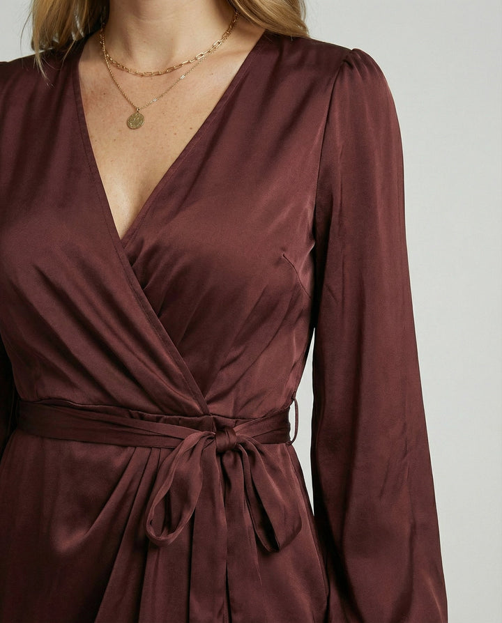 Elegant Wrap Dress Women Midi