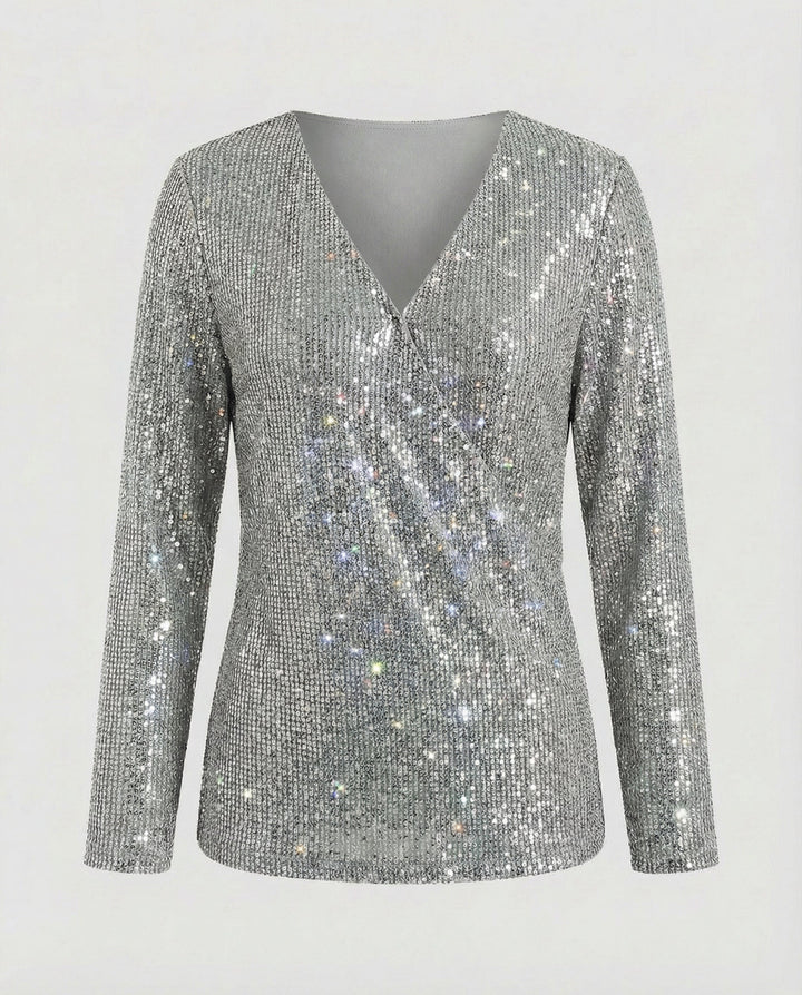 Shiny V-neck sweater
