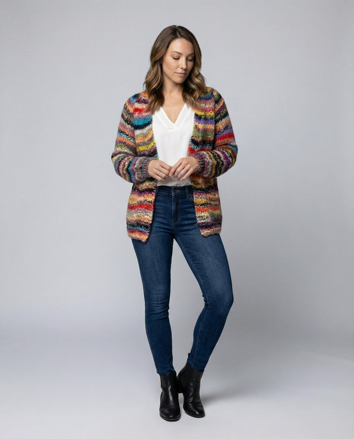 Multicolored Striped Women's Cardigan