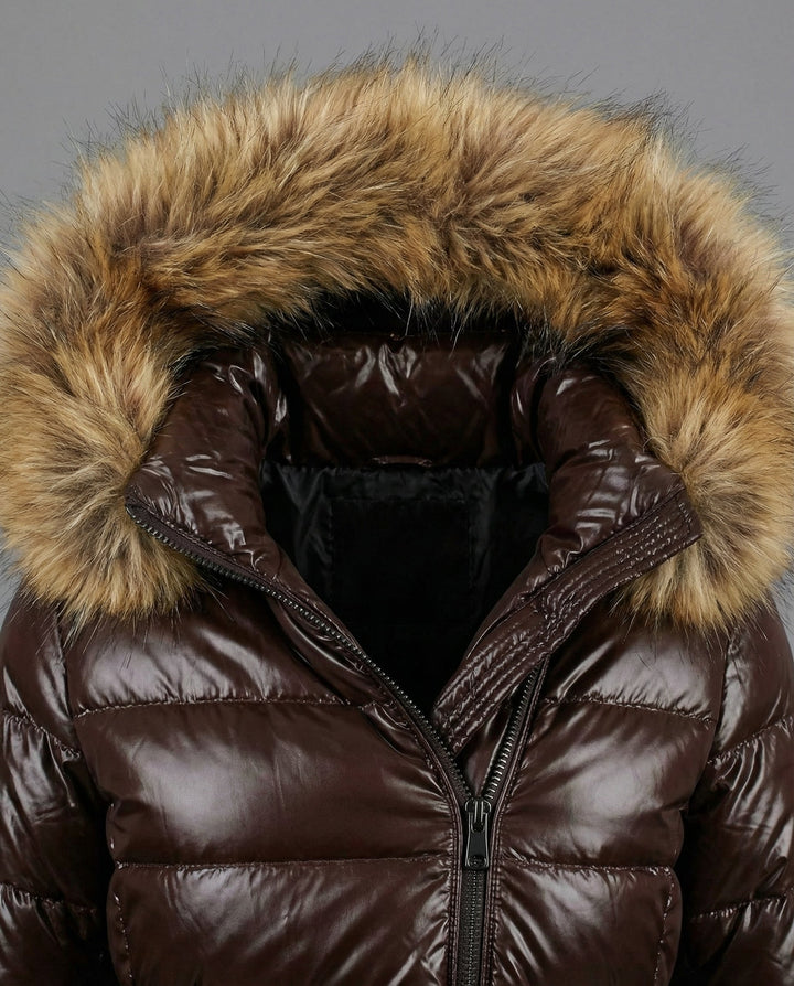 Women's Quilted Jacket Faux Fur Collar