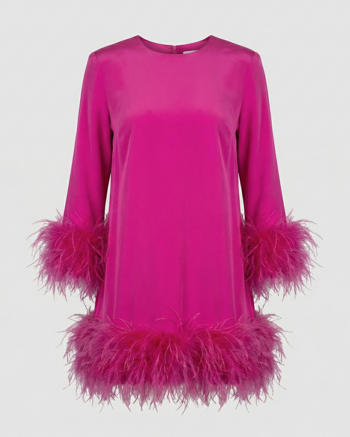 Asymmetrical Feather Mini Dress Women
