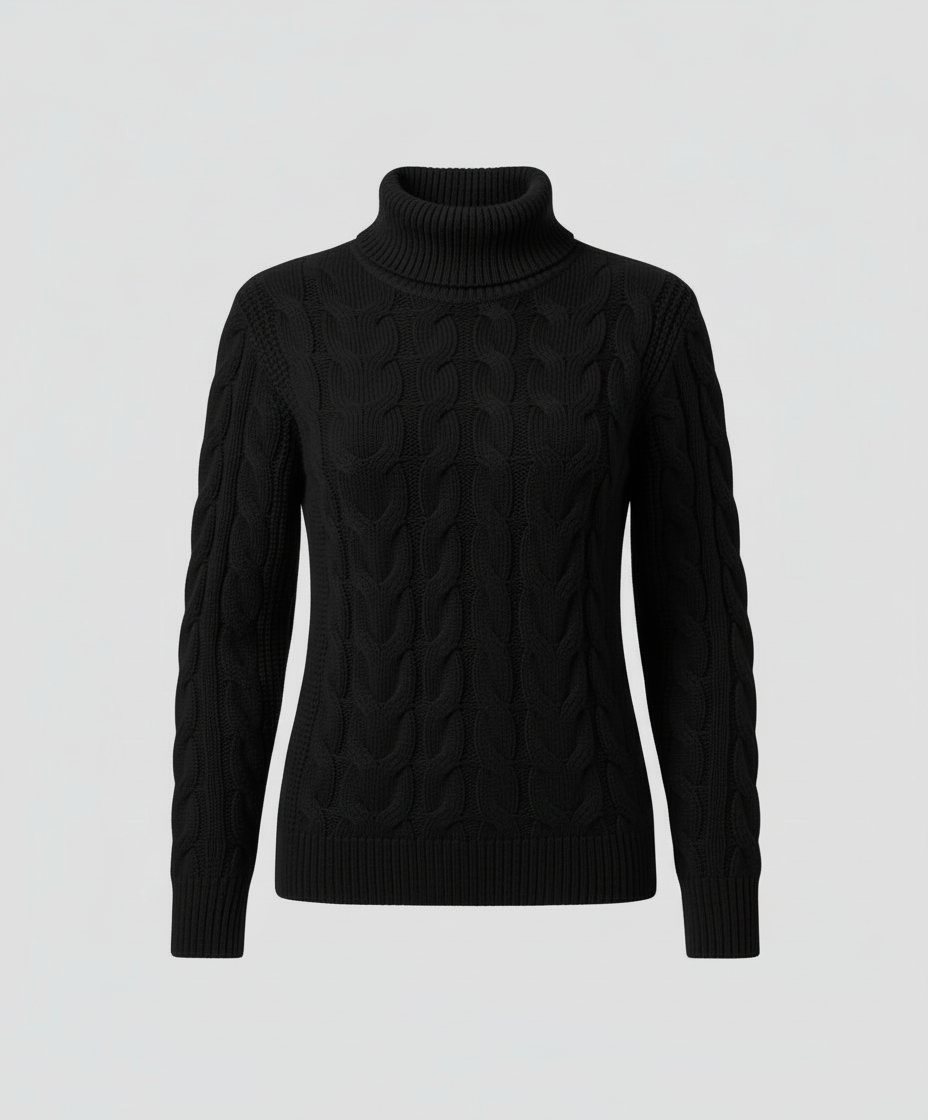 Cable Knit High Neck Sweater Women
