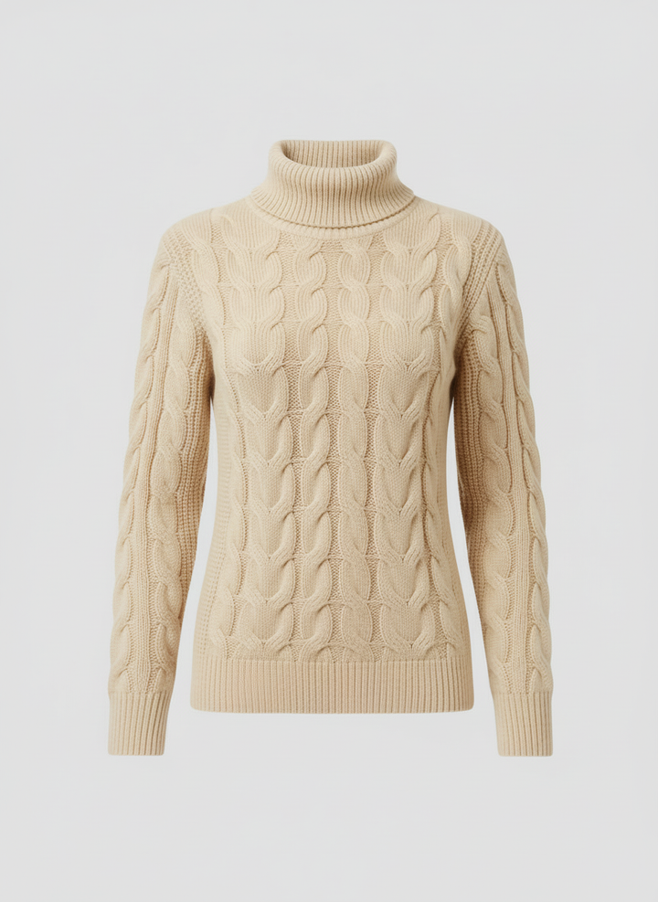 Cable Knit High Neck Sweater Women