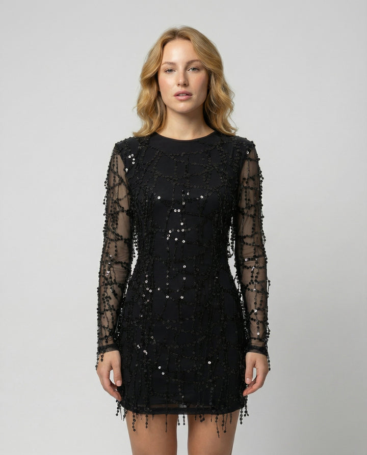 Elegant Fringe Sequin Dress Women