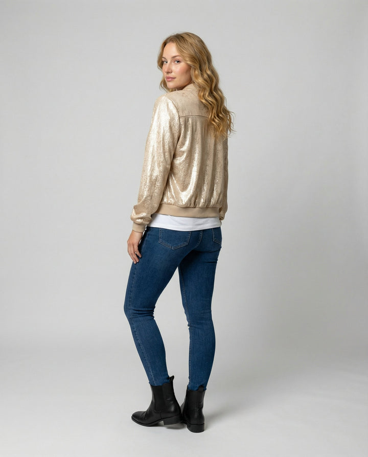 Shiny Bomber Jacket Women