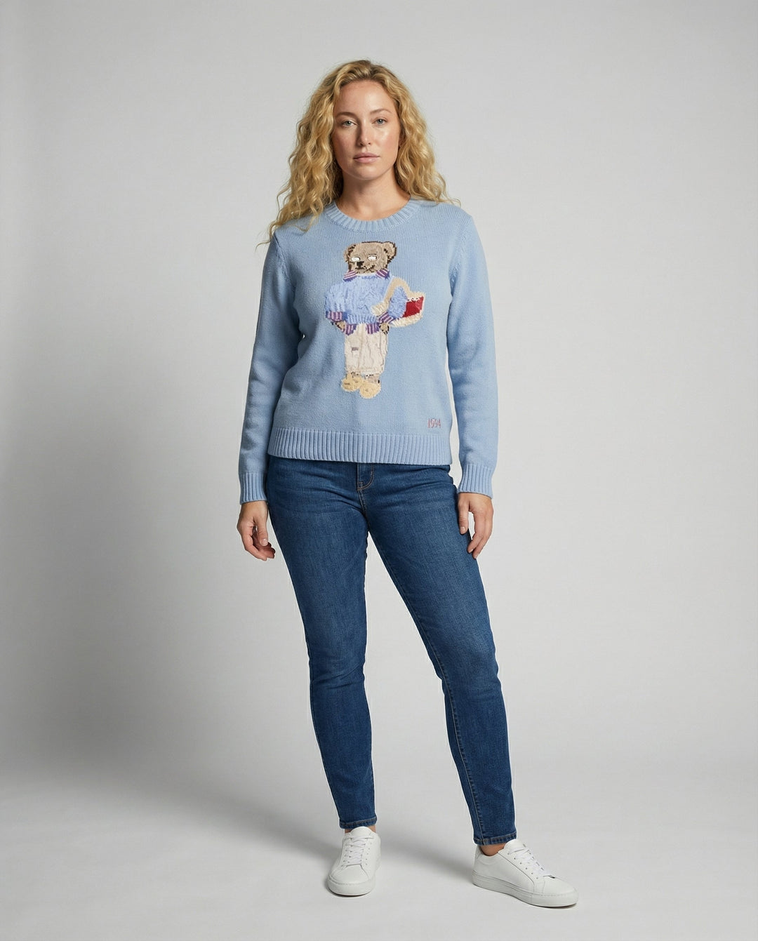 Bear knit sweater women loose
