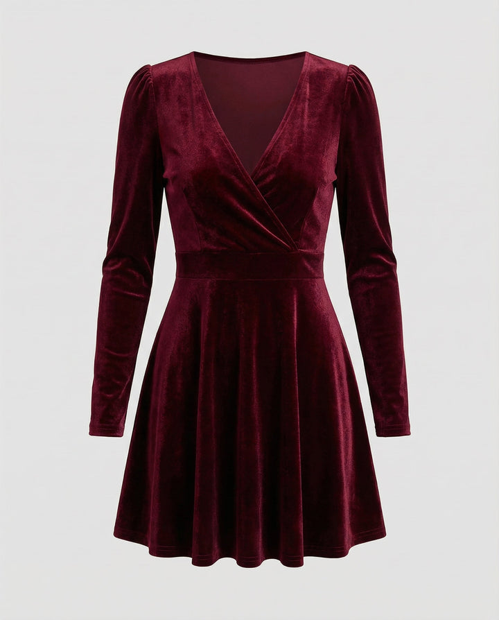 Elegant Red Velvet Dress Women